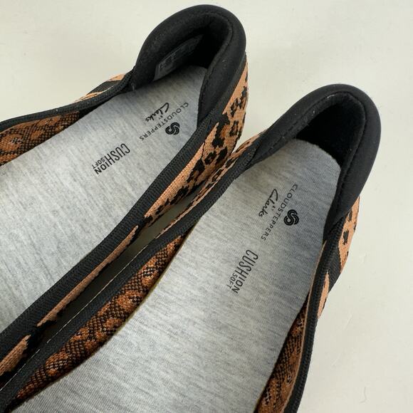 Clarks Cloudsteppers 9M Carly Wish Ballet Flats Brown Leopard Print Comfort Shoe - Picture 8 of 9